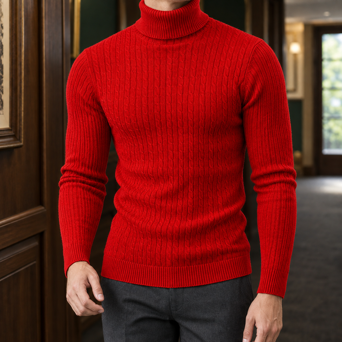 Dario Cable Knit Sweater - Red
