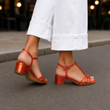 Andrioli T-Bar Sandals - Orange