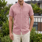 Blake Mandarin Shirt - Rose clair