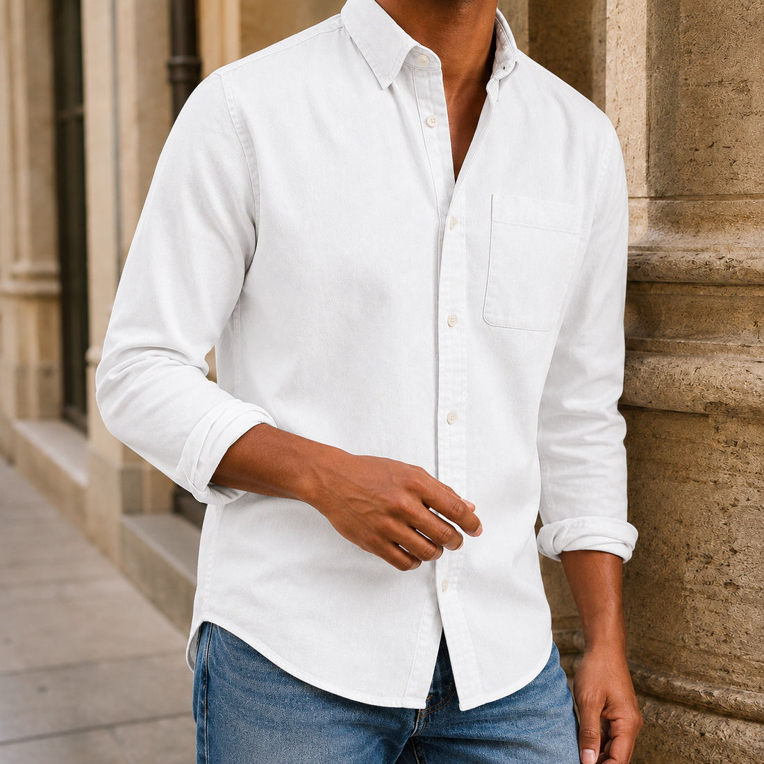 Dorian Chambray Shirt - White