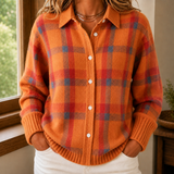 Sabina Plaid Sweater - Orange