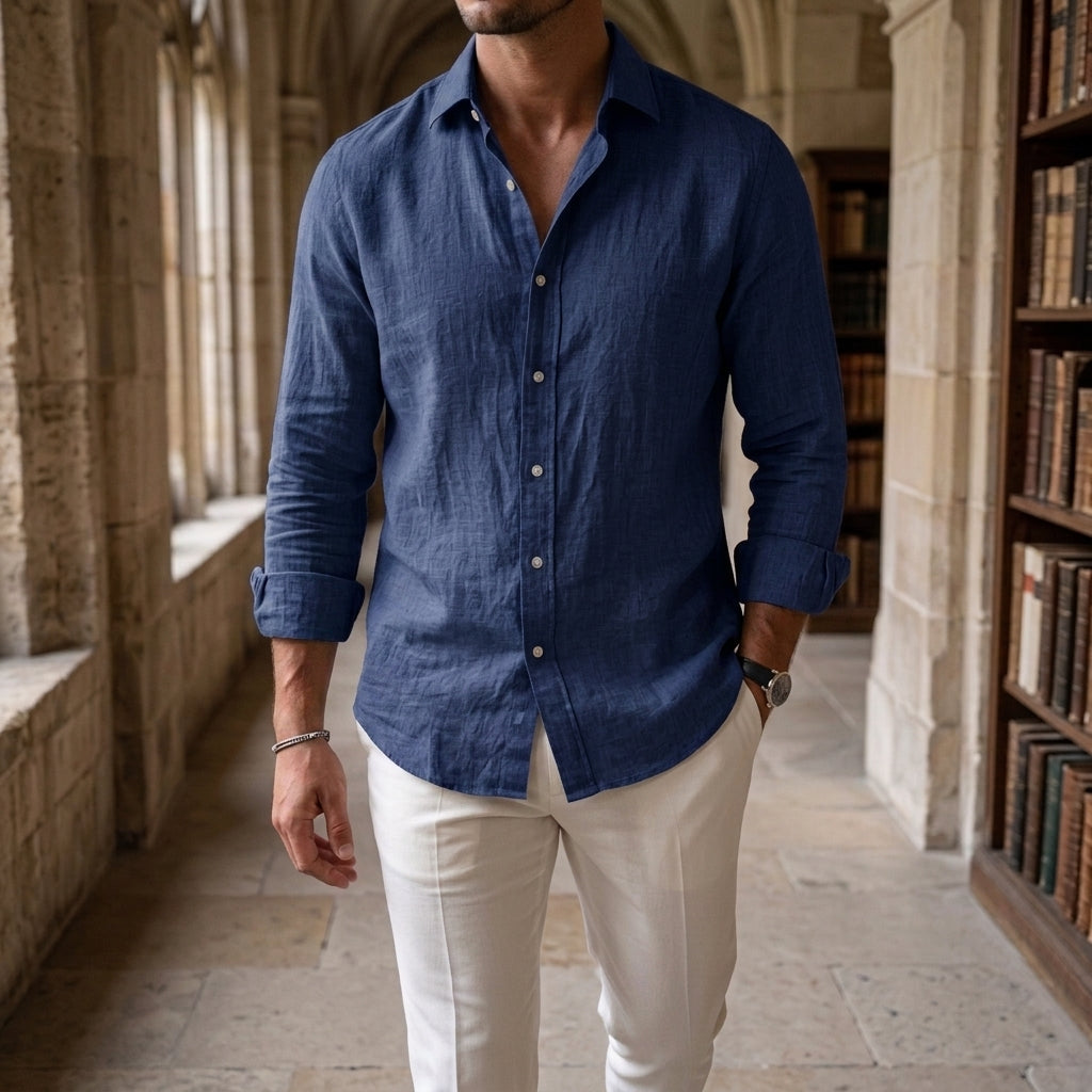 Hudson Textured Shirt - Navy Blue