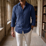 Hudson Textured Shirt - Navy Blue