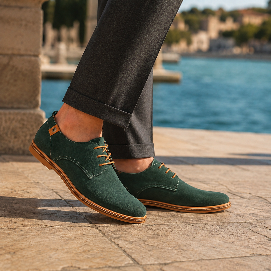 Dario Lace-Up Derby Shoes - Green
