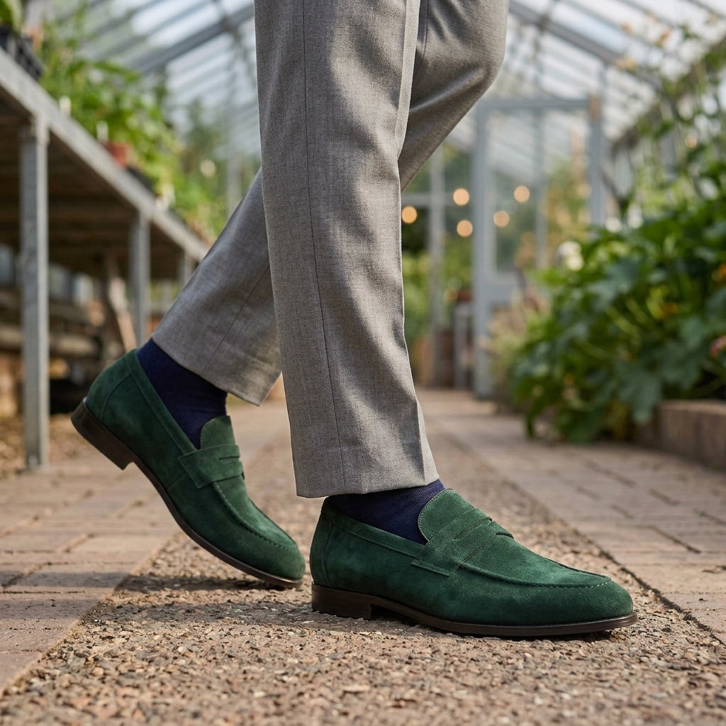 Dario Suede Penny Loafers - Green