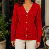 Adriana Heart-Button Sweater - Red