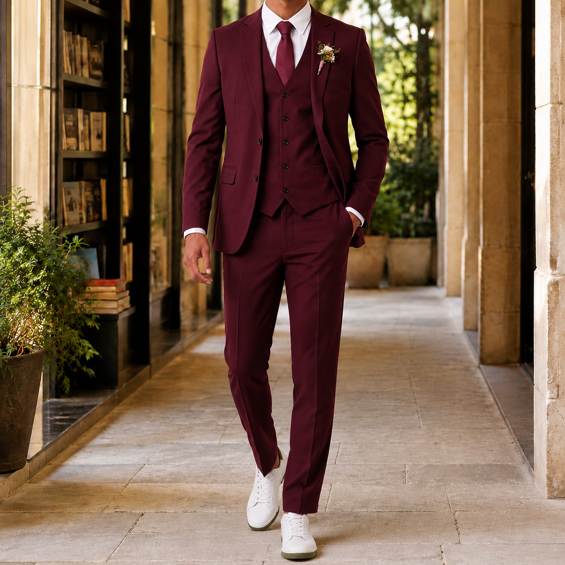 Emmett Tailored Suit - Burgundy
