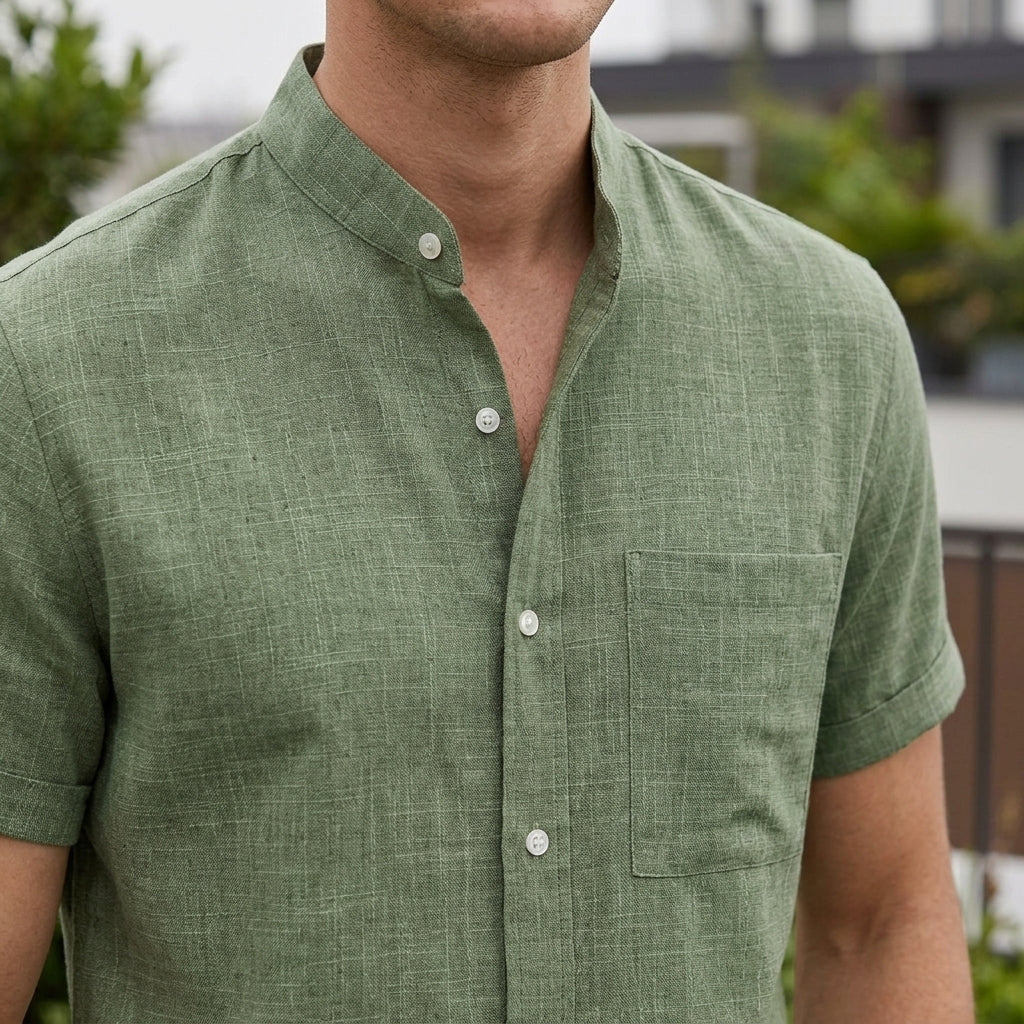 Blake Mandarin Shirt - Lead Product Detail