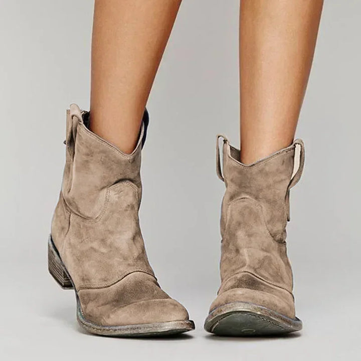 Women’s Western Ankle Boots – Leather Look Design