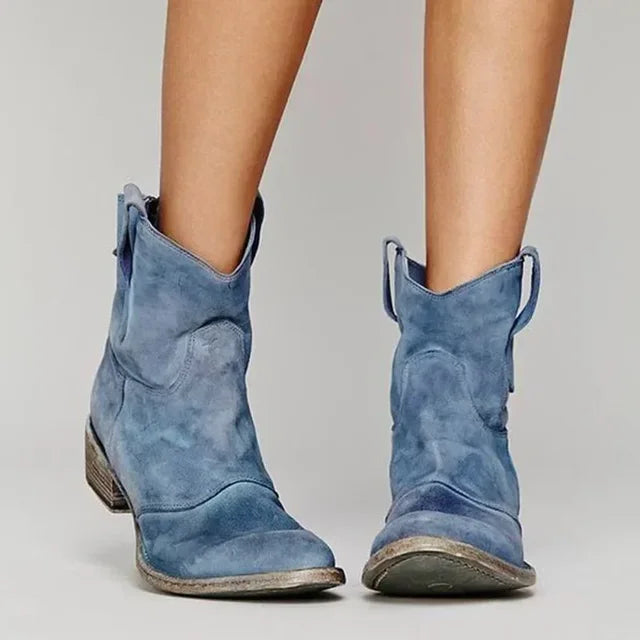 Women’s Western Ankle Boots – Leather Look Design
