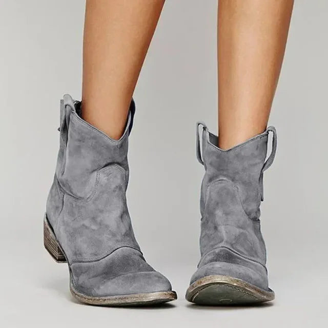 Women’s Western Ankle Boots – Leather Look Design