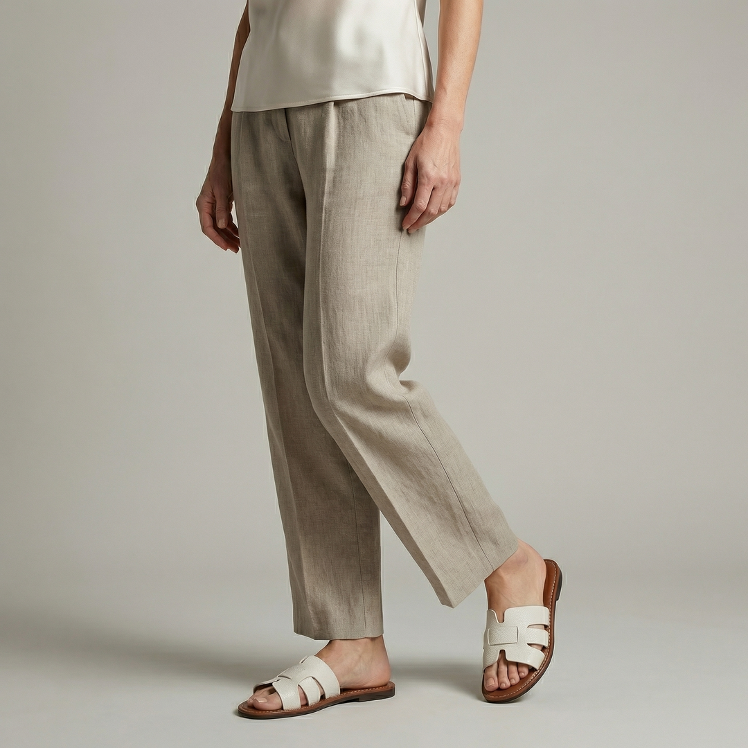 Women’s Flat Slide Sandals – Leather Look Elegance