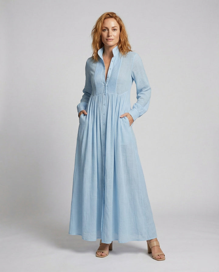 Women’s Lightweight Button Front Maxi Shirt Dress - Relaxed Flowy Silhouette